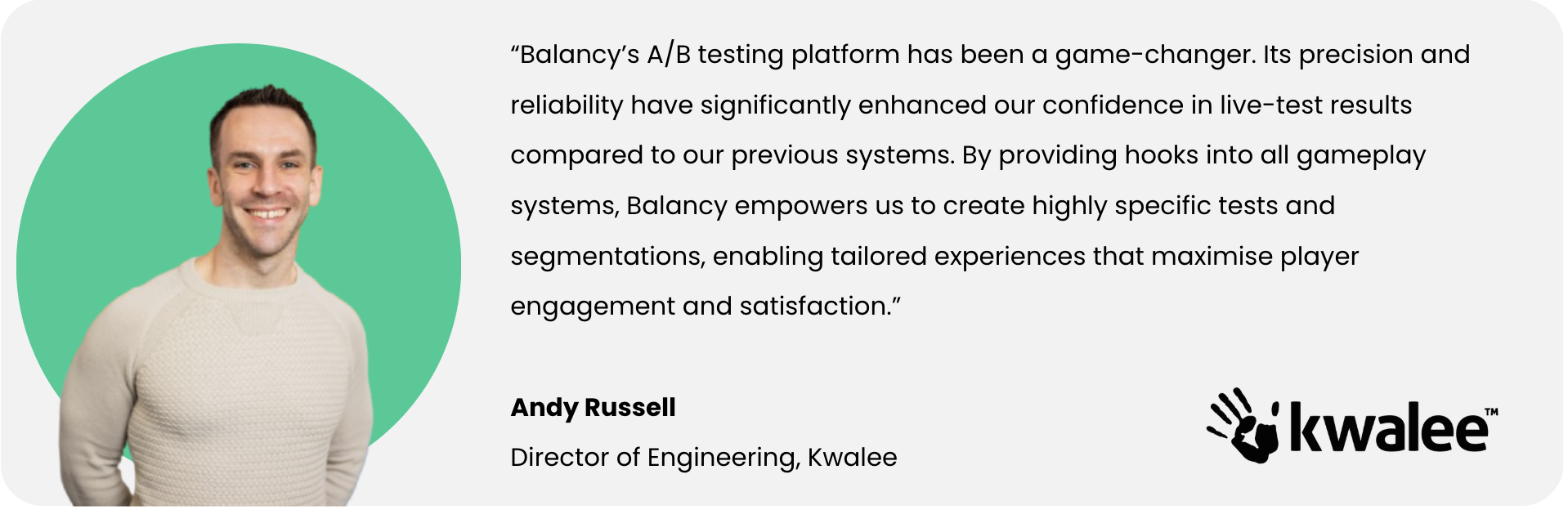 Andy quote about A/B testing